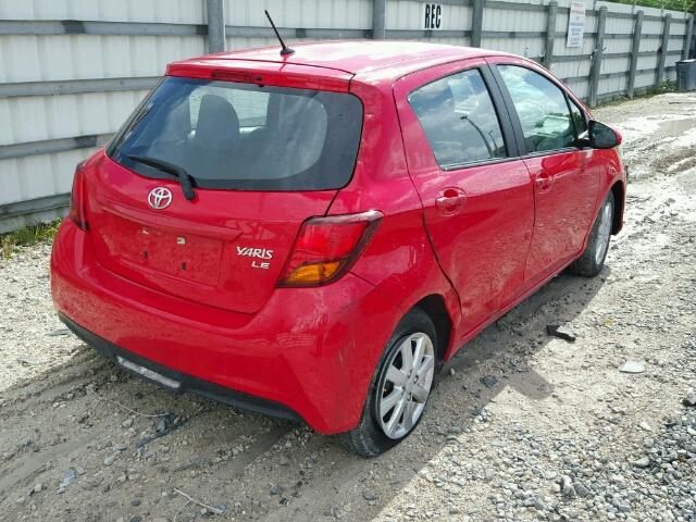 VNKKTUD38FA034029 - 2015 TOYOTA YARIS RED photo 4