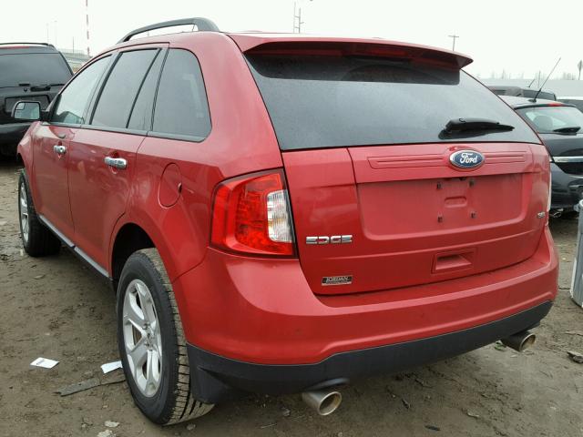 2FMDK3JC1BBA91914 - 2011 FORD EDGE SEL RED photo 3