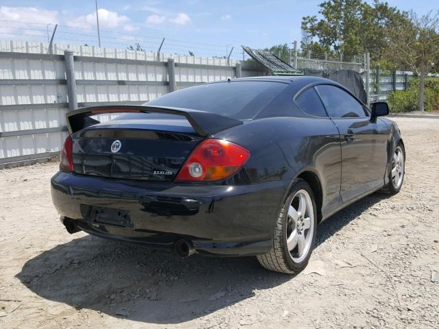 KMHHN65F04U118418 - 2004 HYUNDAI TIBURON GT BLACK photo 4