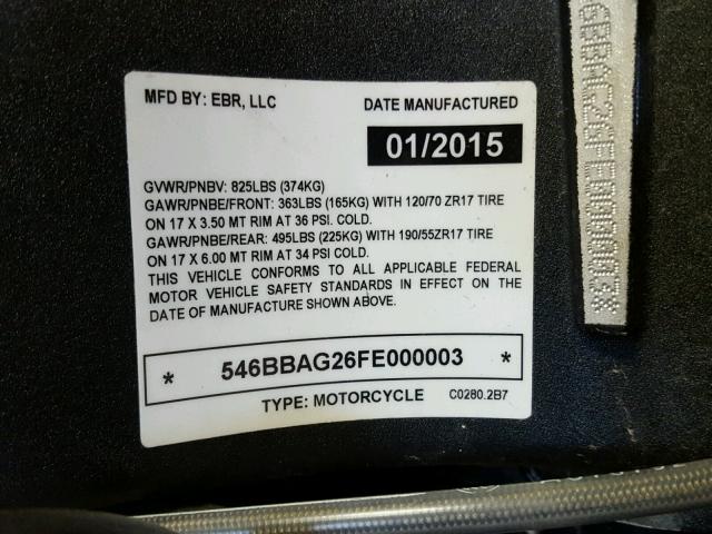 546BBAG26FE000003 - 2015 BUELL 1190RX RED photo 10