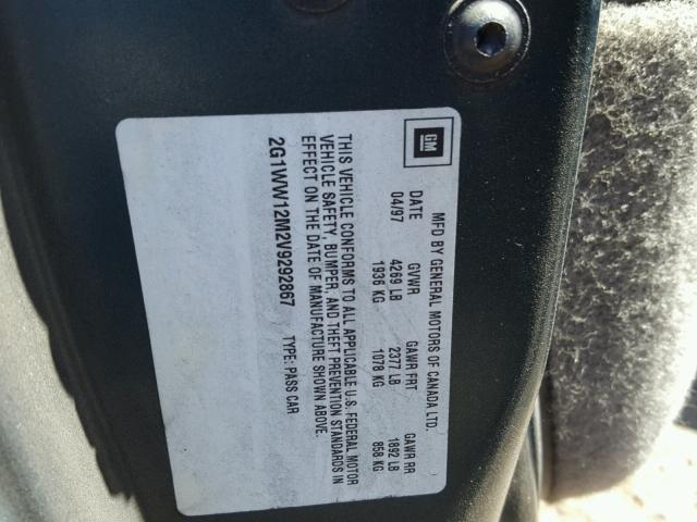 2G1WW12M2V9292867 - 1997 CHEVROLET MONTE CARL 绿色 照片 10