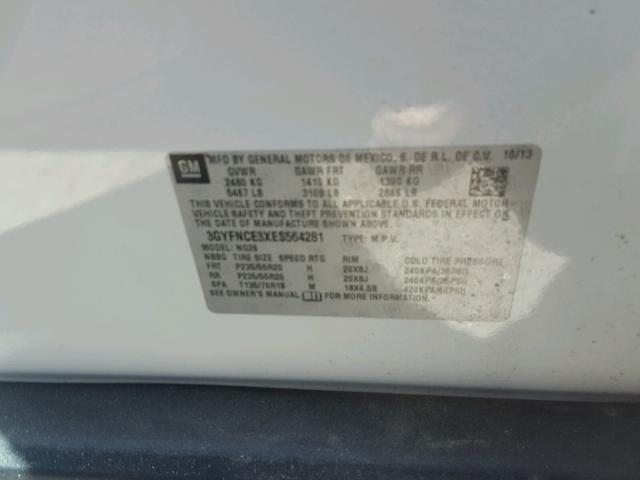 3GYFNCE3XES564281 - 2014 CADILLAC SRX PERFOR 白色 照片 10