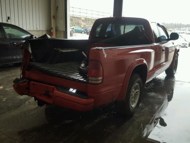 1B7GL22XXYS547210 - 2000 DODGE DAKOTA RED photo 4