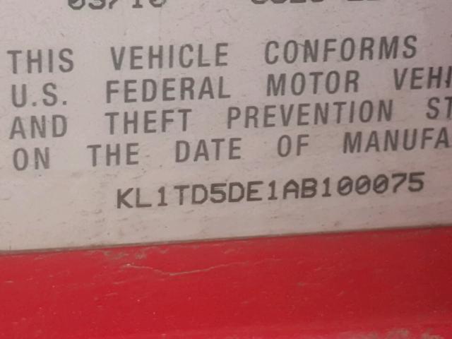 KL1TD5DE1AB100075 - 2010 CHEVROLET AVEO LS RED photo 10