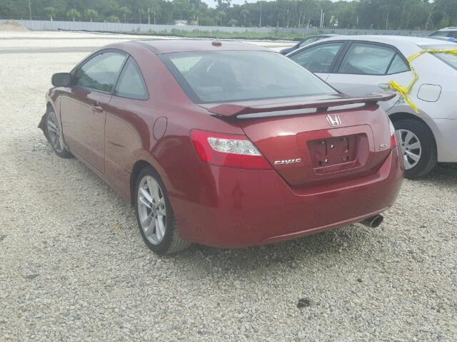 2HGFG21587H706779 - 2007 HONDA CIVIC SI RED photo 3