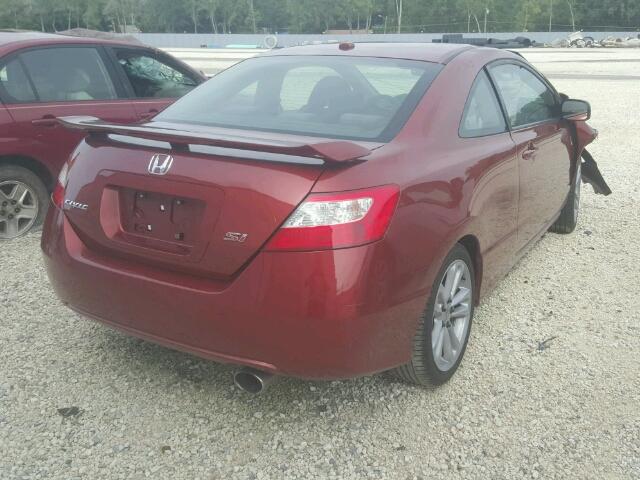 2HGFG21587H706779 - 2007 HONDA CIVIC SI RED photo 4