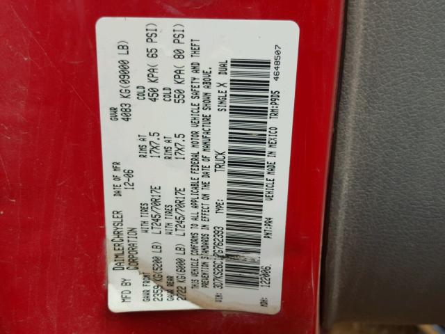 3D7KS26C17G762393 - 2007 DODGE RAM 2500 S RED photo 10
