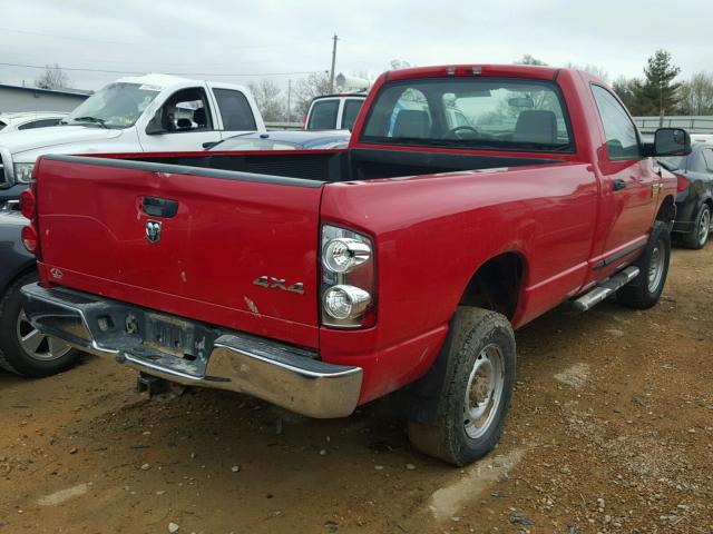 3D7KS26C17G762393 - 2007 DODGE RAM 2500 S RED photo 4