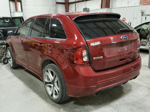 2FMDK3AK8EBA85927 - 2014 FORD EDGE SPORT MAROON photo 3