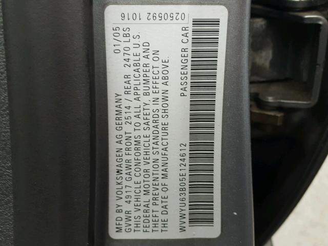WVWYU63B05E124612 - 2005 VOLKSWAGEN PASSAT GLX 灰色 照片 10