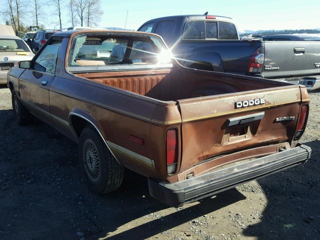 1B7EZ44CXED106382 - 1984 DODGE RAMPAGE BROWN photo 3