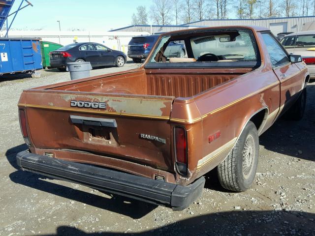 1B7EZ44CXED106382 - 1984 DODGE RAMPAGE BROWN photo 4