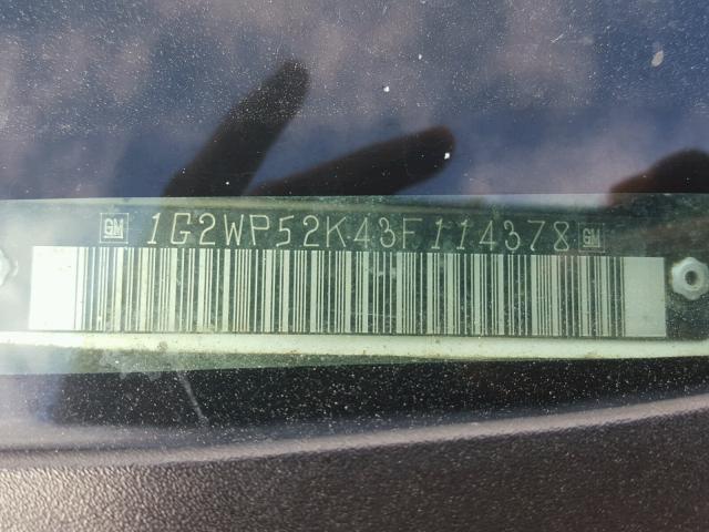 1G2WP52K43F114378 - 2003 PONTIAC GRAND PRIX WHITE photo 10