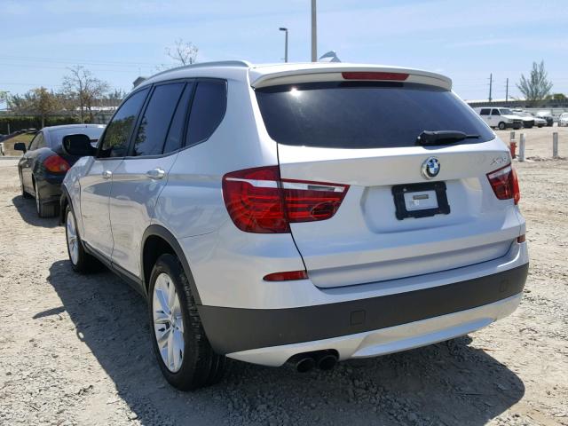 5UXWX9C52D0A20551 - 2013 BMW X3 XDRIVE2 SILVER photo 3