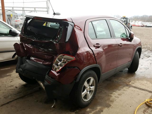 3GNCJNSB0GL269755 - 2016 CHEVROLET TRAX LS RED photo 4