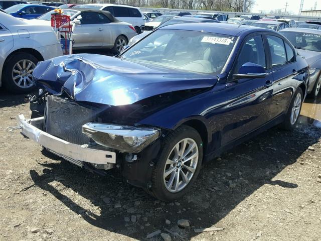WBA8E5G55GNU19345 - 2016 BMW 320 XI BLUE photo 2