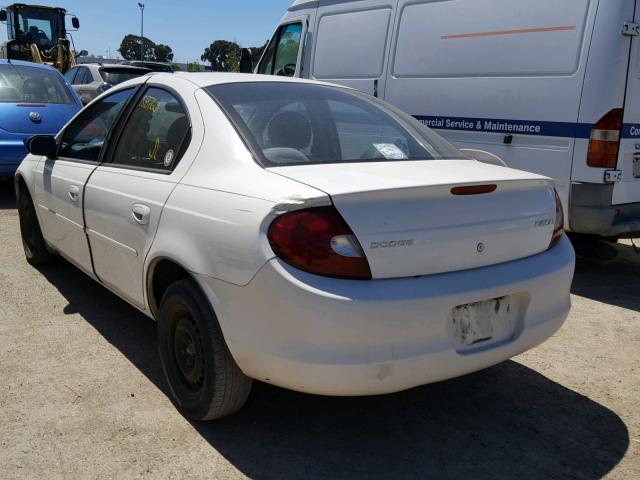 1B3ES26C12D504938 - 2002 DODGE NEON WHITE photo 3