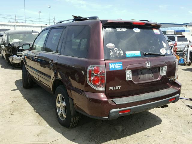 5FNYF18598B039383 - 2008 HONDA PILOT EXL MAROON photo 3