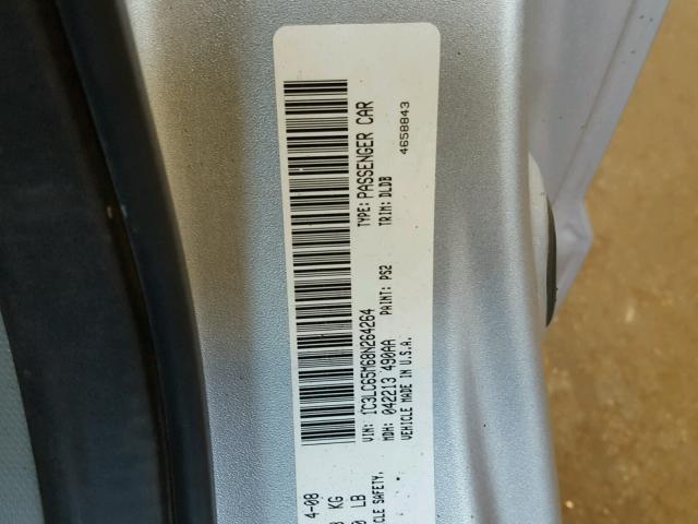 1C3LC65M68N264264 - 2008 CHRYSLER SEBRING LI SILVER photo 10