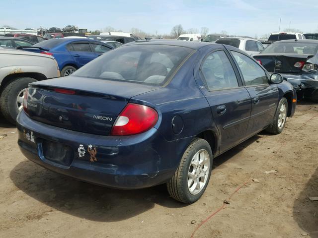 1B3ES46C31D261918 - 2001 DODGE NEON SE BLUE photo 4