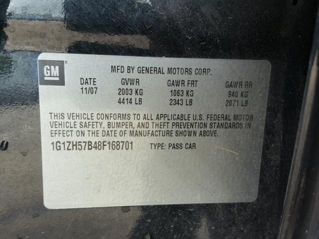 1G1ZH57B48F168701 - 2008 CHEVROLET MALIBU 1LT 黑色 照片 10