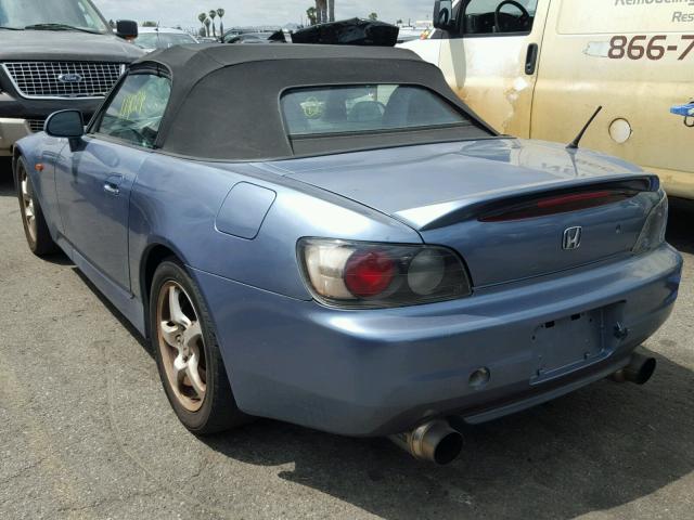 JHMAP11442T001059 - 2002 HONDA S2000 BLUE photo 3