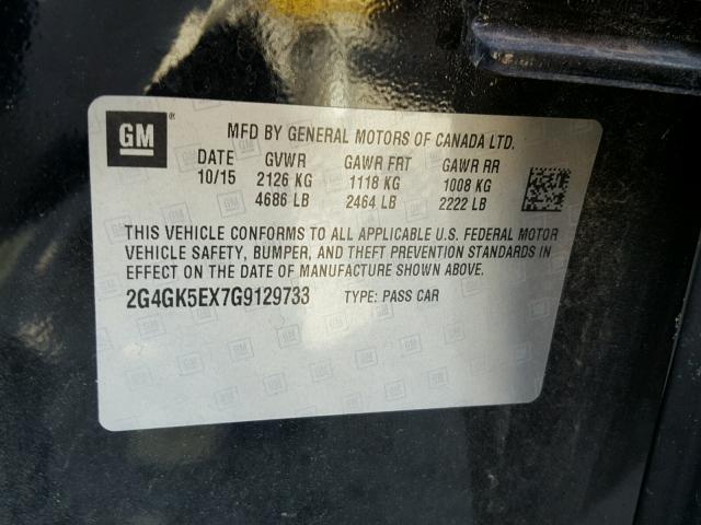 2G4GK5EX7G9129733 - 2016 BUICK REGAL BLACK photo 10