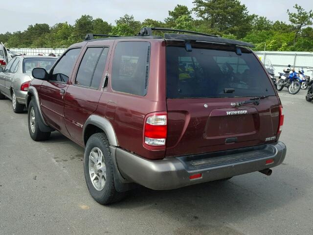 JN8DR07Y31W528993 - 2001 NISSAN PATHFINDER BURGUNDY photo 3