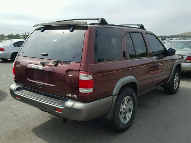 JN8DR07Y31W528993 - 2001 NISSAN PATHFINDER BURGUNDY photo 4