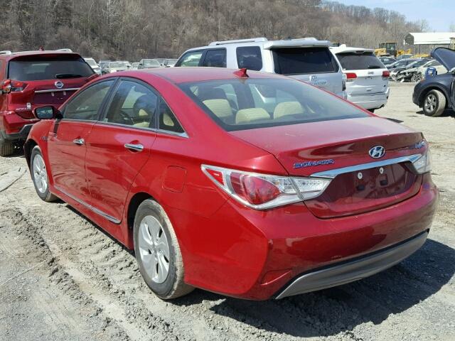 KMHEC4A41FA119504 - 2015 HYUNDAI SONATA HYB RED photo 3