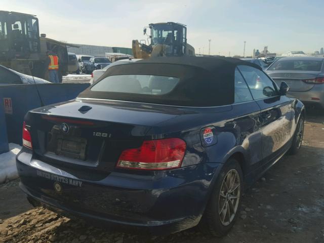 WBAUN1C57BVH83260 - 2011 BMW 128 I BLUE photo 4