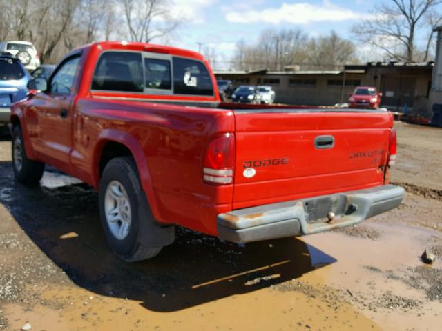 1D7FL16X83S344959 - 2003 DODGE DAKOTA SXT RED photo 3