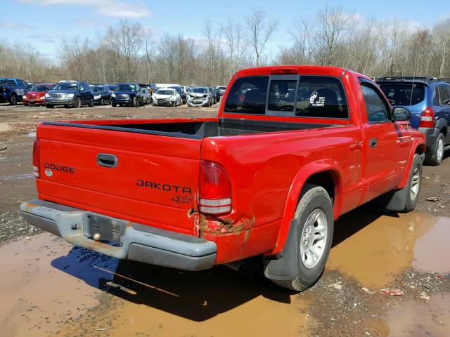 1D7FL16X83S344959 - 2003 DODGE DAKOTA SXT RED photo 4