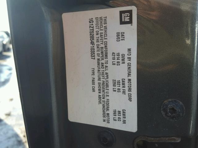 1G1ZT52854F103537 - 2004 CHEVROLET MALIBU LS GRAY photo 10