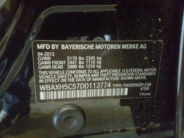 WBAXH5C57DD113774 - 2013 BMW 528 XI BLACK photo 10