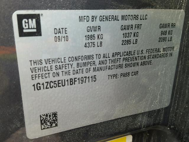 1G1ZC5EU1BF197115 - 2011 CHEVROLET MALIBU 1LT 灰色 照片 10