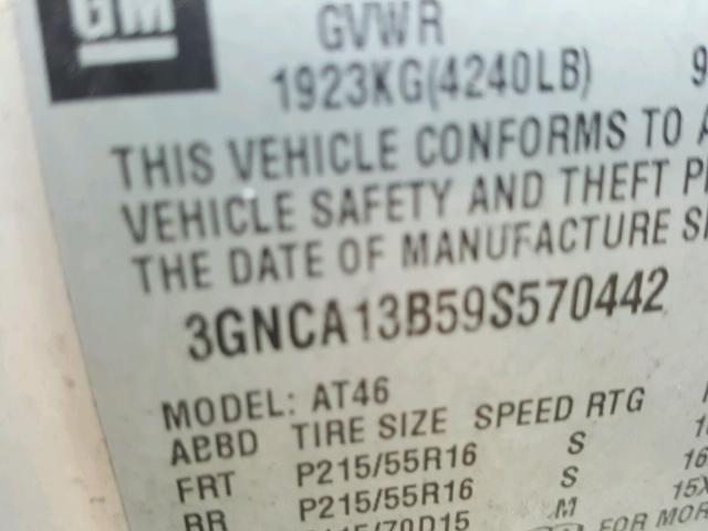 3GNCA13B59S570442 - 2009 CHEVROLET HHR LS Bej foto 10