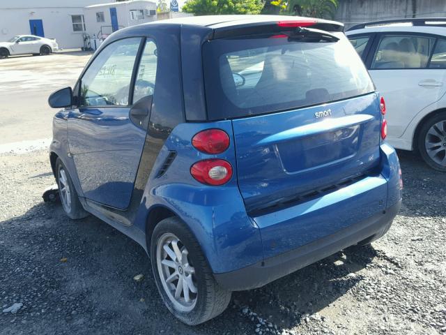 WMEEJ3BAXAK362080 - 2010 SMART FORTWO PUR BLUE photo 3