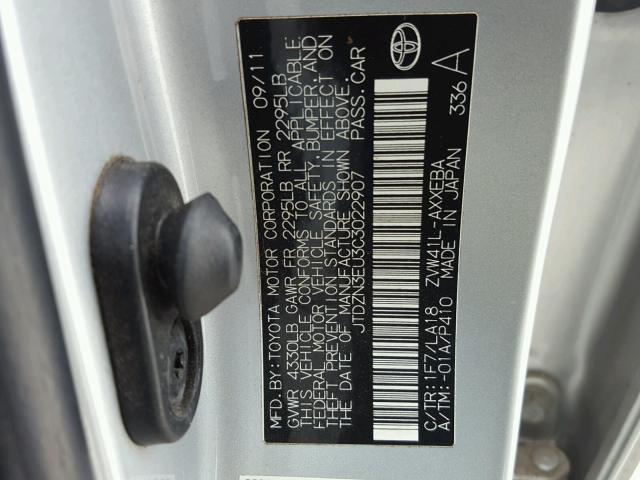 JTDZN3EU3C3022907 - 2012 TOYOTA PRIUS V SILVER photo 10