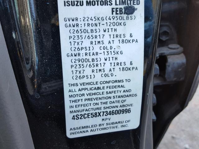 4S2CE58X734600996 - 2003 ISUZU AXIOM XS Qara foto 10