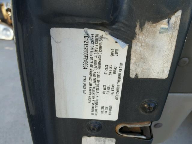 1G1ZT52835F249694 - 2005 CHEVROLET MALIBU LS 青色 照片 10