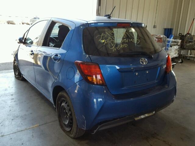 VNKKTUD35FA040547 - 2015 TOYOTA YARIS BLUE photo 3