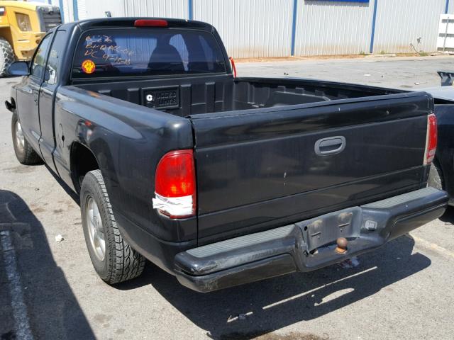 1B7GL22X8XS231206 - 1999 DODGE DAKOTA BLACK photo 3