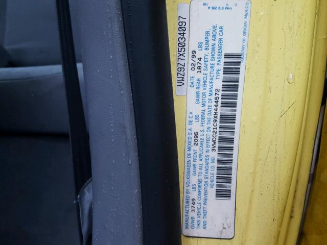 3VWCC21C9XM444572 - 1999 VOLKSWAGEN NEW BEETLE TWO TONE photo 10