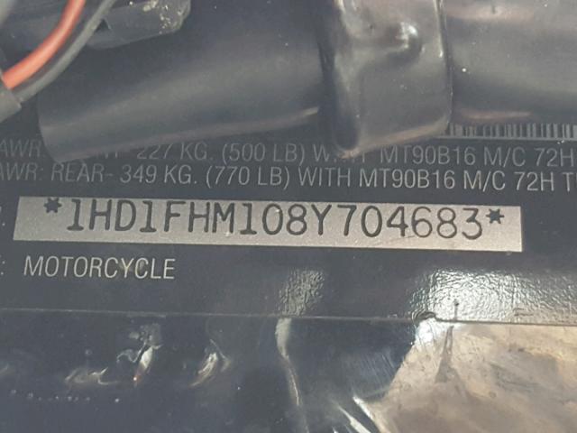 1HD1FHM108Y704683 - 2008 HARLEY-DAVIDSON FLHP POLIC BLACK photo 10