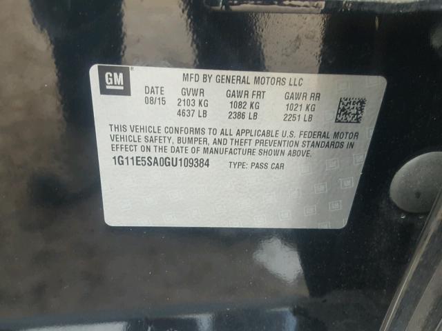 1G11E5SA0GU109384 - 2016 CHEVROLET MALIBU LIM 黑色 照片 10