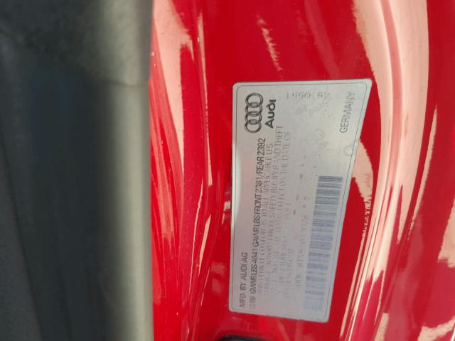 WAUDK78TX9A033028 - 2009 AUDI A5 QUATTRO RED photo 10