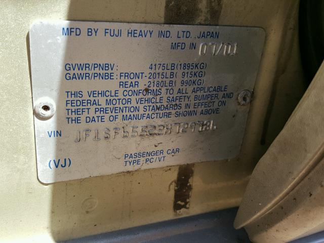 JF1SF65522H729786 - 2002 SUBARU FORESTER S 银色 照片 10