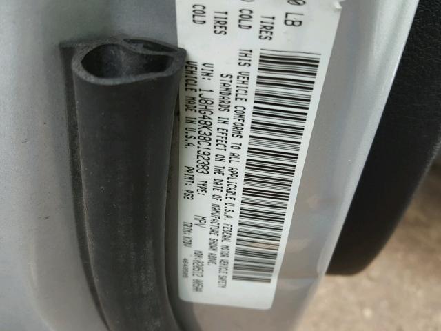 1J8HG48K38C192383 - 2008 JEEP COMMANDER SILVER photo 10