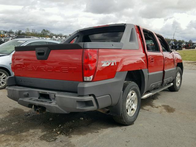 3GNEK12T64G117183 - 2004 CHEVROLET AVALANCHE RED photo 4